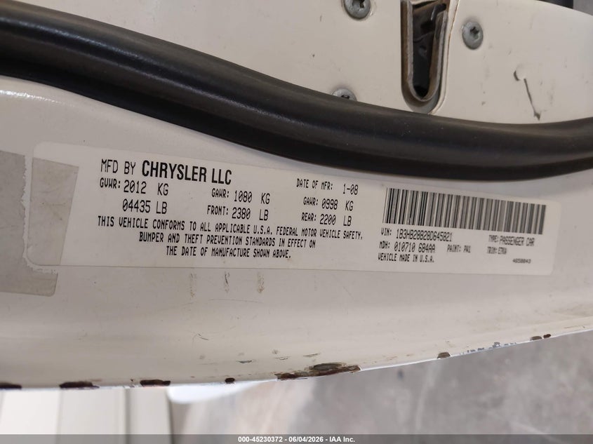 2008 Dodge Caliber Se VIN: 1B3HB28B28D645821 Lot: 45230372