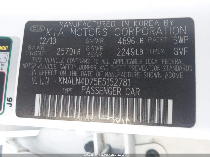2014 Kia Cadenza Premium VIN: KNALN4D75E5152781 Lot: 45230526