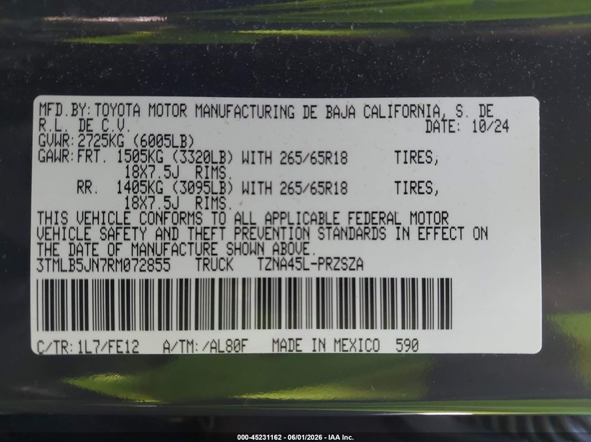 VIN 3TMLB5JN7RM072855 2024 TOYOTA TACOMA TRD SPORT