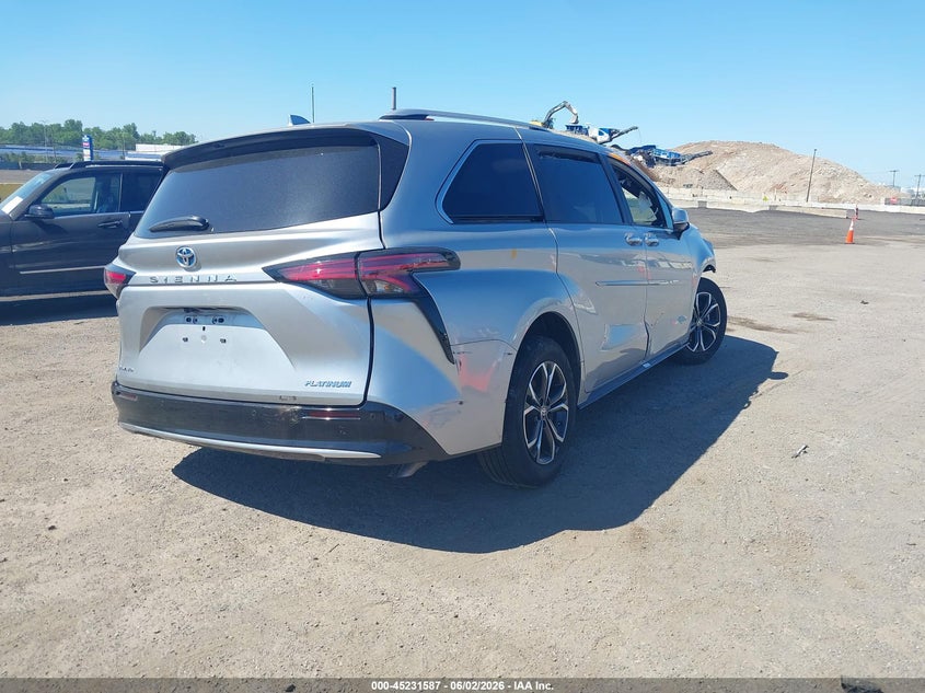 Vin: 5tdeskfc8ss175867, lot: 45729378, toyota sienna platinum 20254