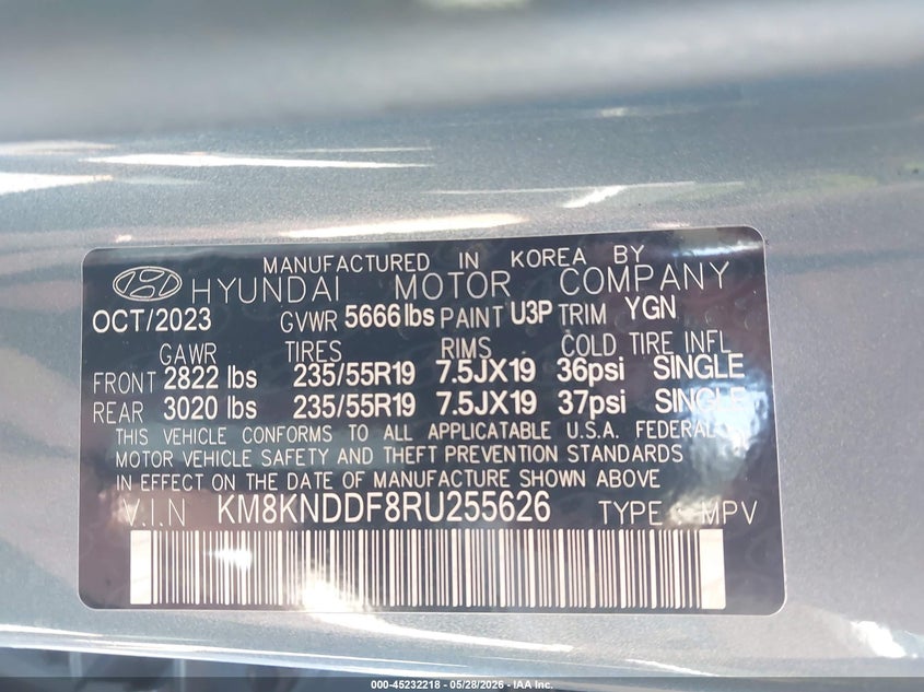 2024 Hyundai Ioniq 5 Sel VIN: KM8KNDDF8RU255626 Lot: 45232218