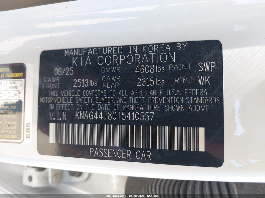 2026 Kia K5 Gt VIN: KNAG44J80T5410557 Lot: 45232219