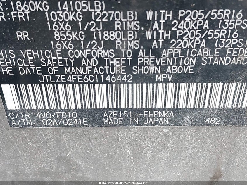 2012 Scion Xb VIN: JTLZE4FE6C1146442 Lot: 45232258