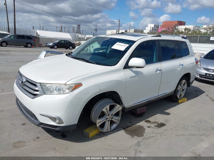 Vin: 5tdyk3eh5ds127276, lot: 45730265, toyota highlander limited v6 20132