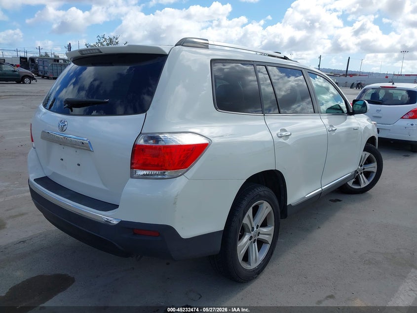 Vin: 5tdyk3eh5ds127276, lot: 45730265, toyota highlander limited v6 20134