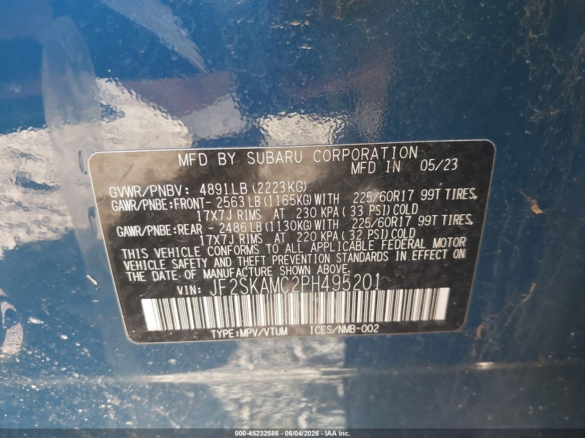 2023 Subaru Forester Wilderness VIN: JF2SKAMC2PH495201 Lot: 45232586