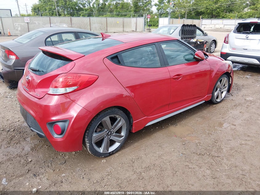 Vin: kmhtc6ae5du163271, lot: 45730710, hyundai veloster turbo w/black 20134