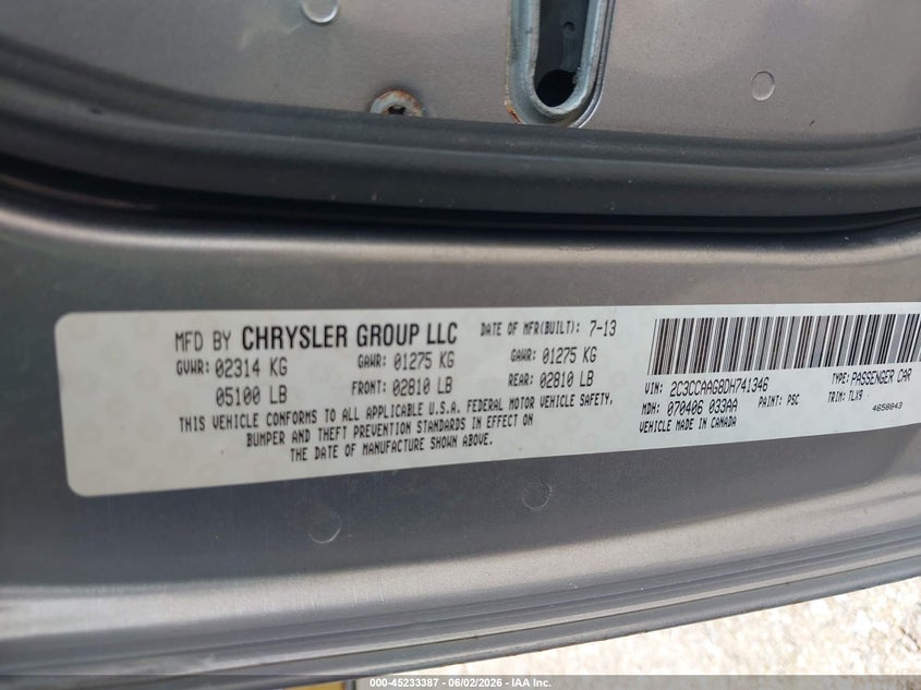 2013 Chrysler 300 Motown VIN: 2C3CCAAG8DH741346 Lot: 45233387