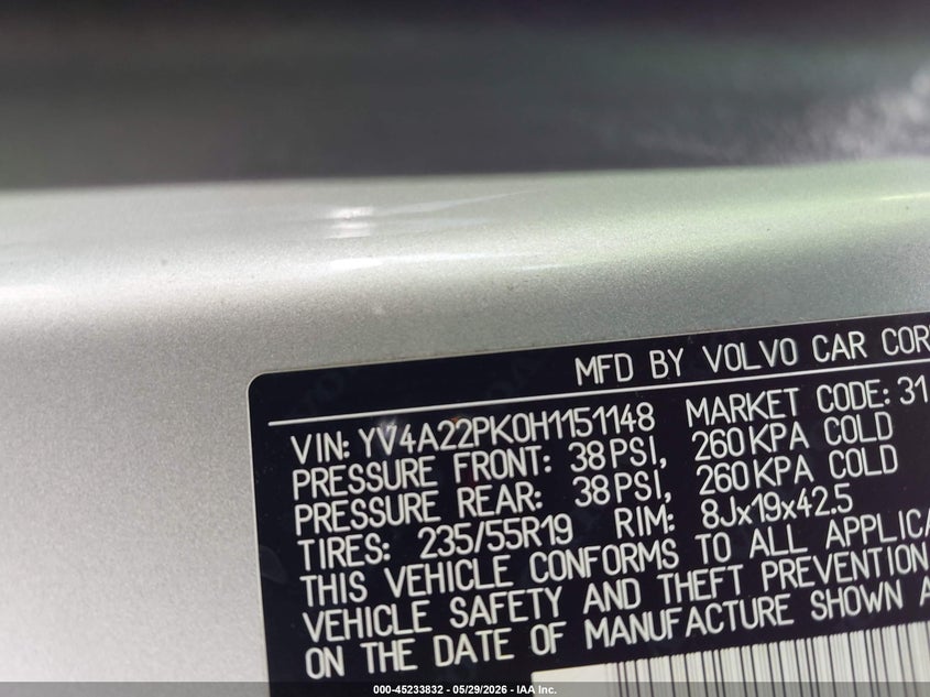 2017 Volvo Xc90 T6 Momentum VIN: YV4A22PK0H1151148 Lot: 45233832