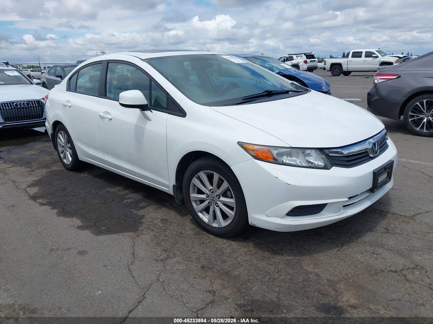 2012 Honda Civic 1.8 Ex White Lot 111045233984 Vin 2HGFB2F85CH524405