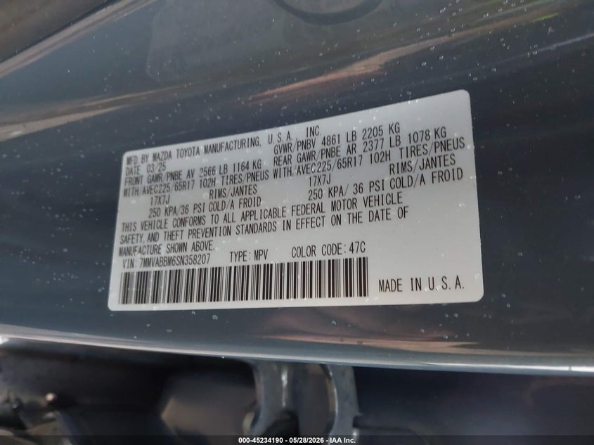 2025 Mazda Cx-50 2.5 S Preferred Package VIN: 7MMVABBM6SN358207 Lot: 45234190