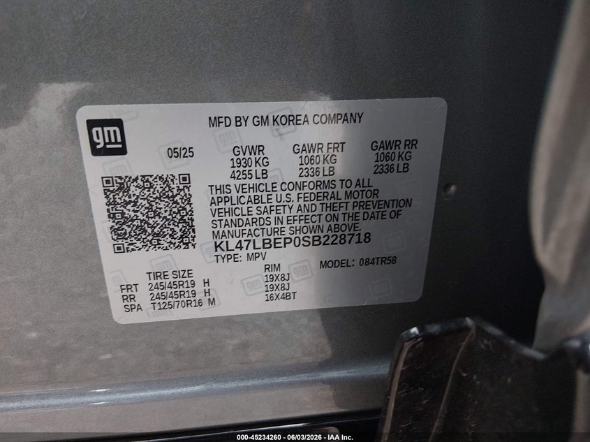 2025 Buick Envista Sport Touring Fwd VIN: KL47LBEP0SB228718 Lot: 45234260