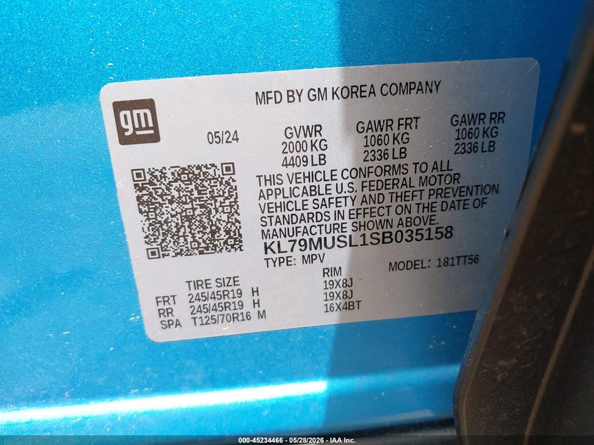 2025 Chevrolet Trailblazer Awd Rs VIN: KL79MUSL1SB035158 Lot: 45234466