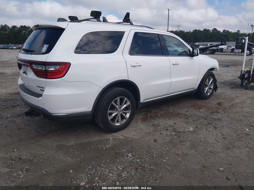 Vin: 1c4rdjdg8fc722820, lot: 45732301, dodge durango limited 20154