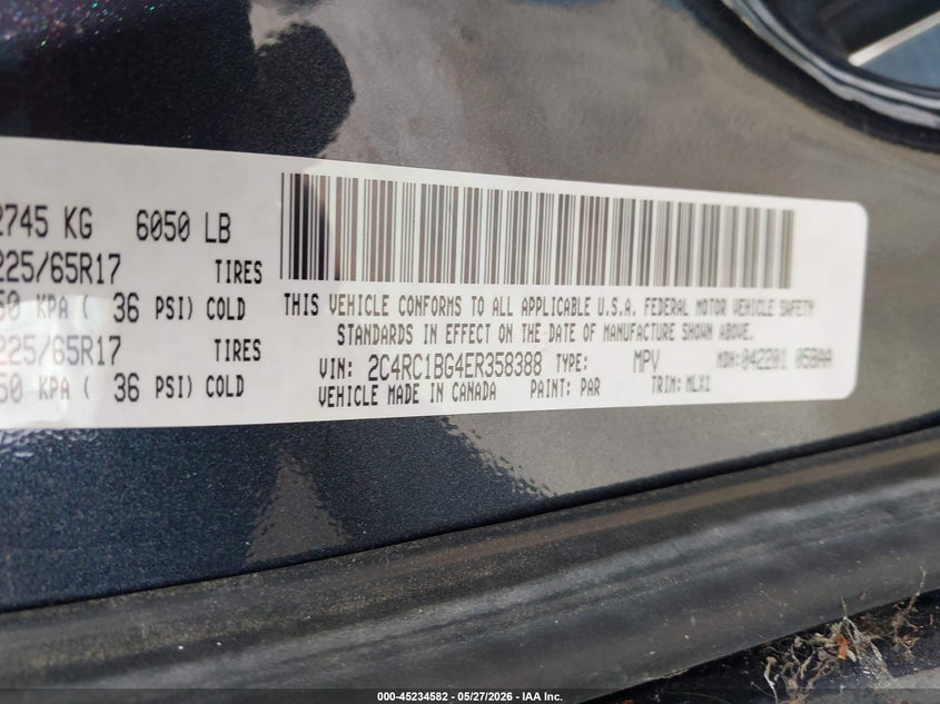 2014 Chrysler Town & Country Touring VIN: 2C4RC1BG4ER358388 Lot: 45234582