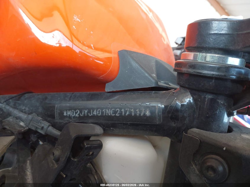 2022 Ktm 390 Rc VIN: MD2JYJ401NC217117 Lot: 45235125