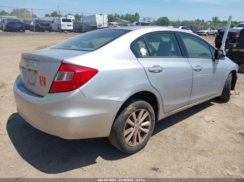 2012 Honda Civic 1.8 Ex silver Lot 111045235881 Vin 19XFB2F84CE391310
