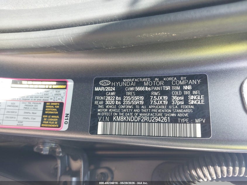 2024 Hyundai Ioniq 5 Sel VIN: KM8KNDDF2RU294261 Lot: 45236016
