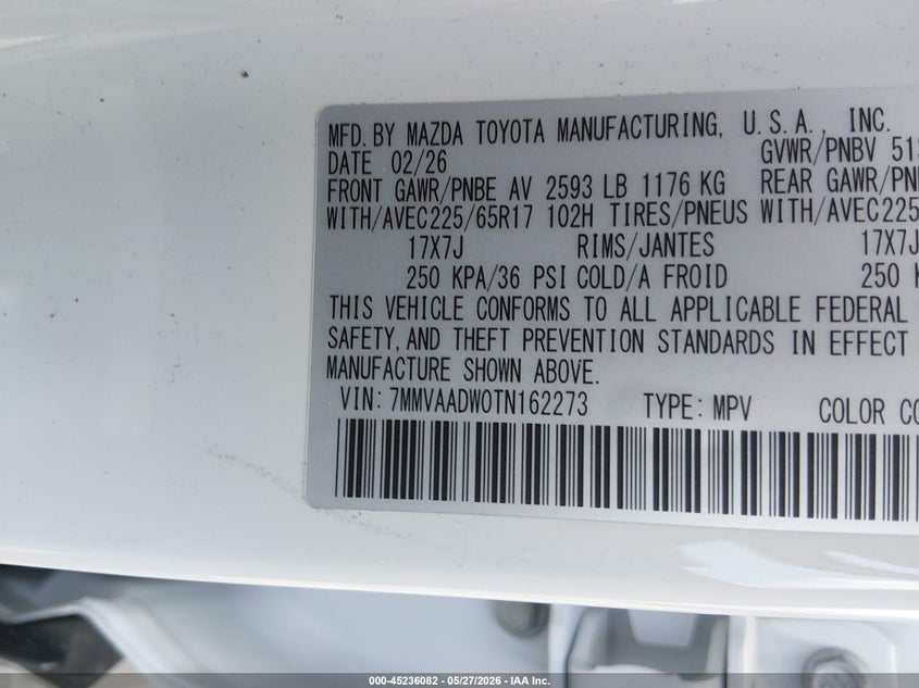2026 Mazda Cx-50 Hybrid Premium VIN: 7MMVAADW0TN162273 Lot: 45236082