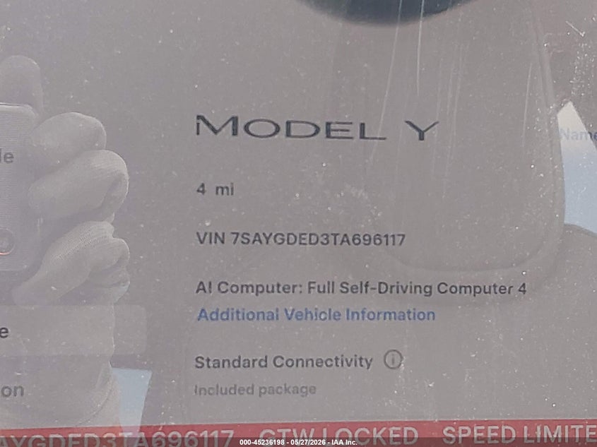 TESLA MODEL Y 2026 VIN 7SAYGDED3TA696117