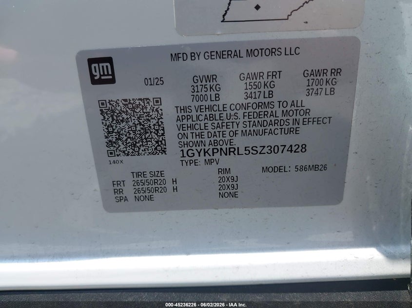 2025 Cadillac Lyriq Luxury 1 Rwd VIN: 1GYKPNRL5SZ307428 Lot: 45236226