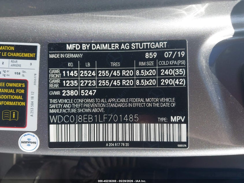 2020 Mercedes-Benz Glc 300 Coupe 4Matic VIN: WDC0J8EB1LF701485 Lot: 45236388
