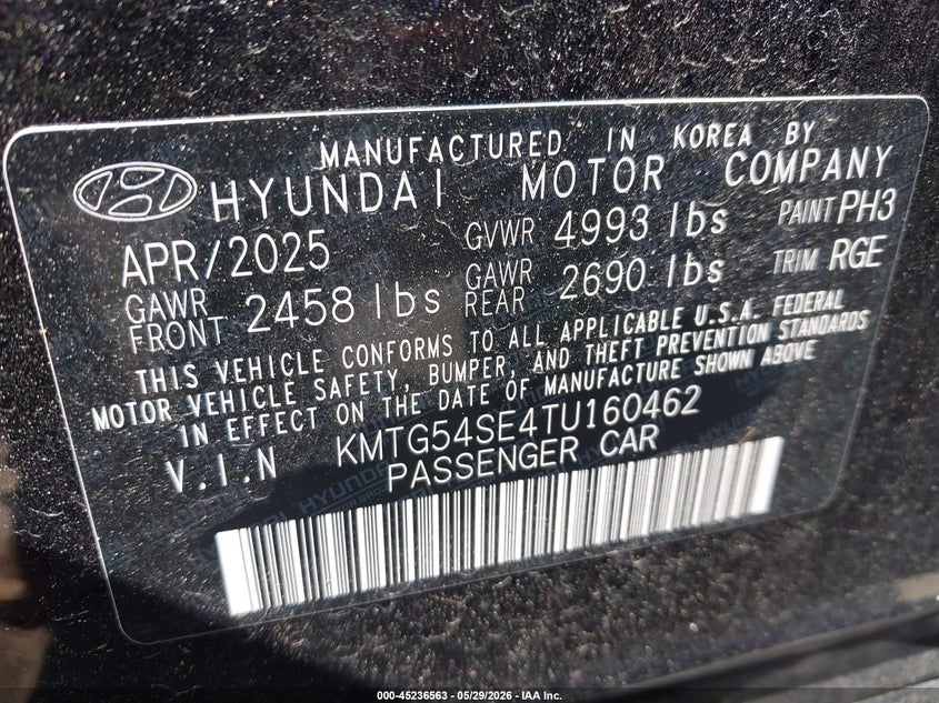2026 Genesis G70 3.3T Awd Sport Prestige VIN: KMTG54SE4TU160462 Lot: 45236563