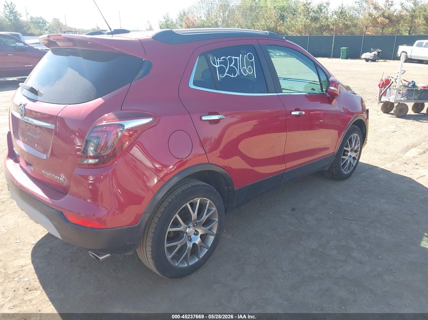 Vin: kl4cj1sb5hb250844, lot: 45735460, buick encore sport touring 20174