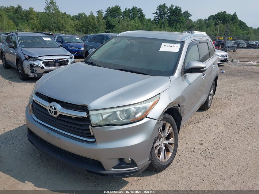 Vin: 5tdjkrfh9fs109692, lot: 45736311, toyota highlander xle v6 20152