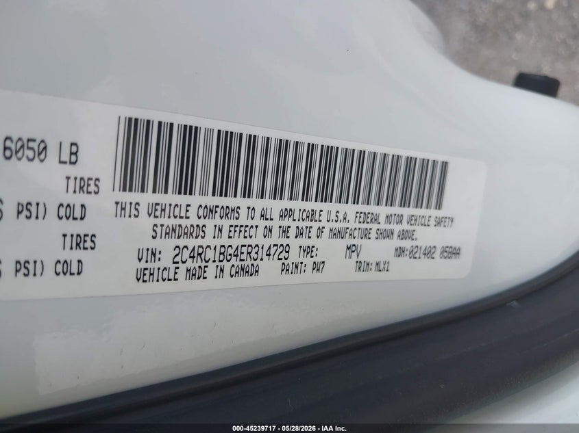 2014 Chrysler Town & Country Touring VIN: 2C4RC1BG4ER314729 Lot: 45239717