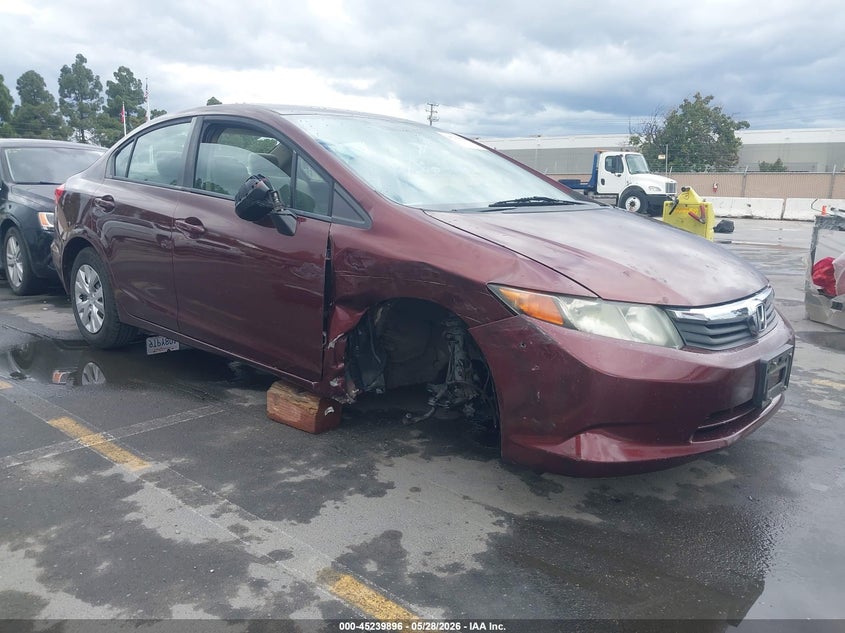 2012 Honda Civic 1.8 Lx brown Lot 111045239896 Vin 19XFB2F5XCE384092