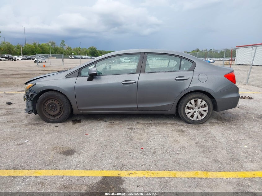2012 Honda Civic 1.8 Lx grey Lot 111045240462 Vin 19XFB2F51CE021714