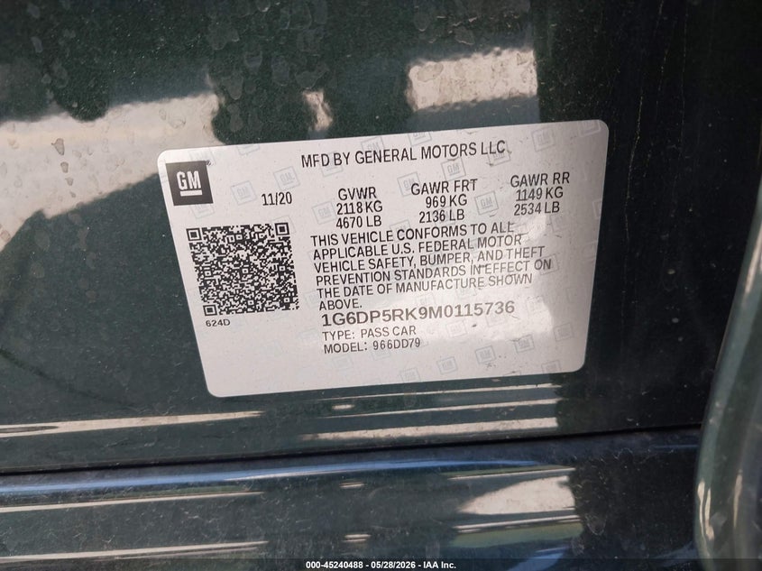 2021 Cadillac Ct5 Sport VIN: 1G6DP5RK9M0115736 Lot: 45240488