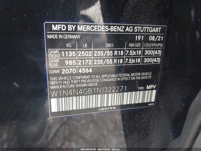 2022 Mercedes-Benz Gla 250 VIN: W1N4N4GB1NJ322271 Lot: 45240738