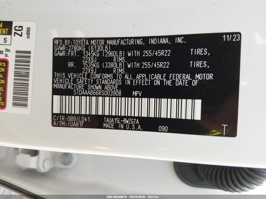 2024 Lexus Tx 350 Luxury VIN: 5TDAAAB66RS003908 Lot: 45240918