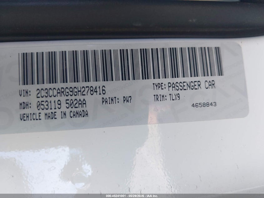 2016 Chrysler 300 Anniversary Edition VIN: 2C3CCARG9GH278416 Lot: 45241001