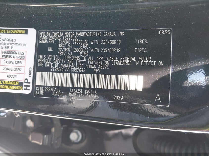 2026 Lexus Nx 350 VIN: 2T2AGCEZ7TC097843 Lot: 45241062