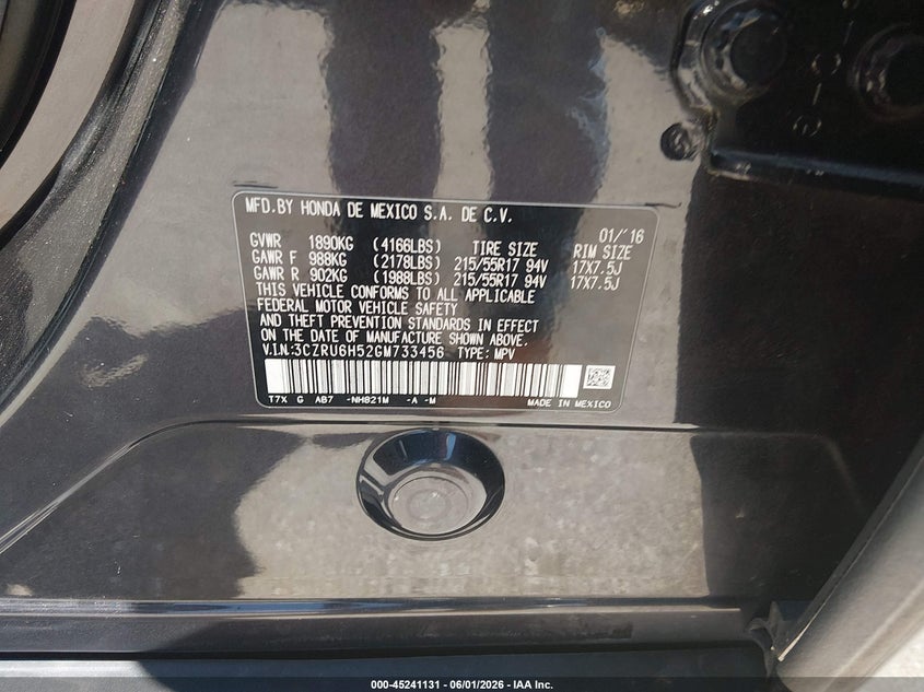 2016 HONDA HR-V EX — Photo 9