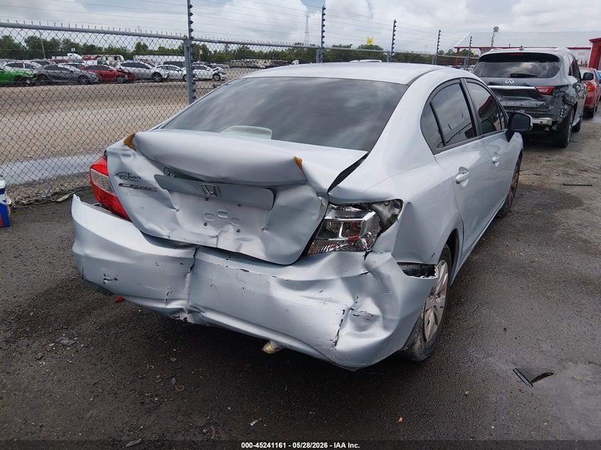 2012 Honda Civic 1.8 Lx blue Lot 111045241161 Vin 2HGFB2F59CH551337