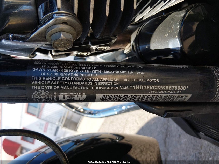 2019 Harley-Davidson Flht VIN: 1HD1FVC22KB676680 Lot: 45241414