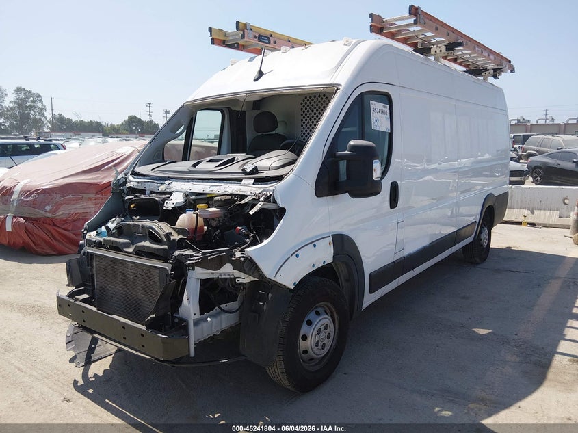 Vin: 3c6mrvjg8pe536655, lot: 45739595, ram promaster 3500 cargo van high roof 159 wb ext 20232