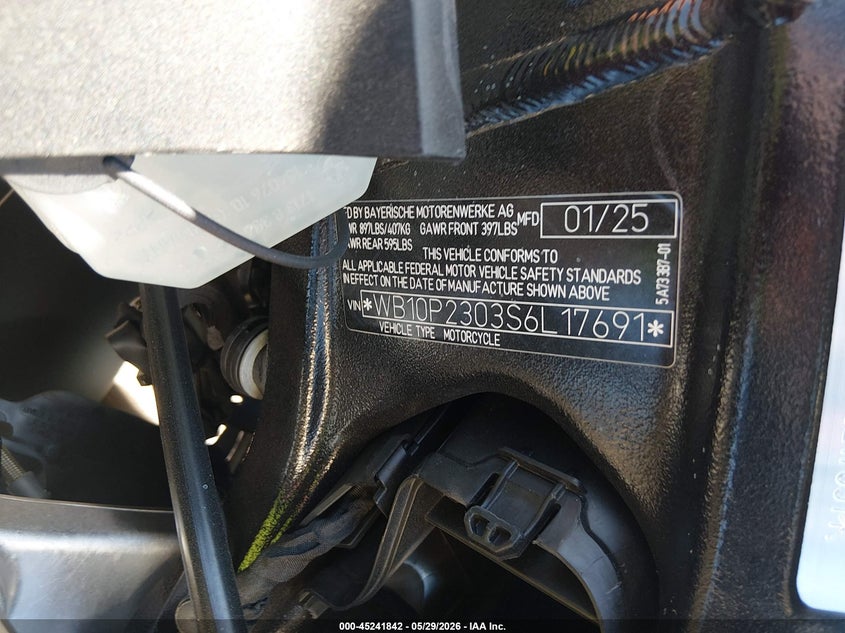 2025 BMW S 1000 Rr VIN: WB10P2303S6L17691 Lot: 45241842