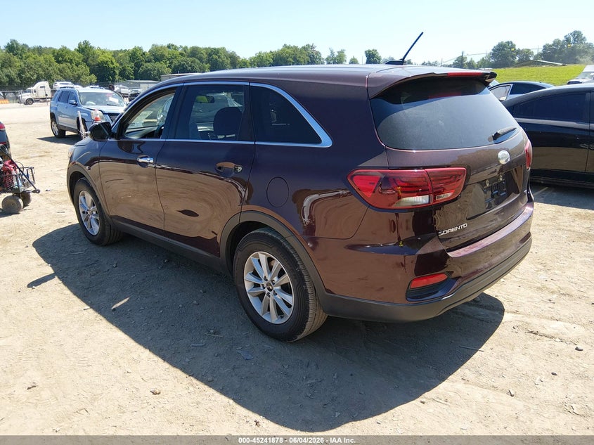 Vin: 5xypg4a52kg587603, lot: 45739669, kia sorento 3.3l lx 20193