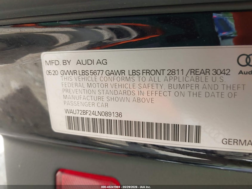 2020 Audi A6 Allroad Premium Plus 55 Tfsi Quattro S Tronic VIN: WAU72BF24LN089136 Lot: 45241969