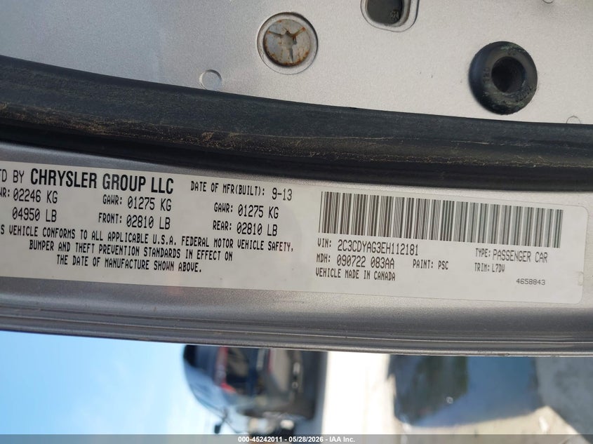 2014 DODGE CHALLENGER COUPE 3.6L V-6 DOHC, VVT, 305HP