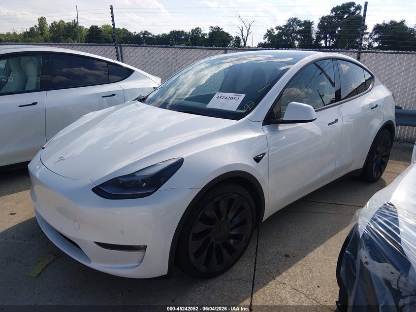 Vin: 7saygdef0nf308168, lot: 45739843, tesla model y performance dual motor all-wheel drive 20222