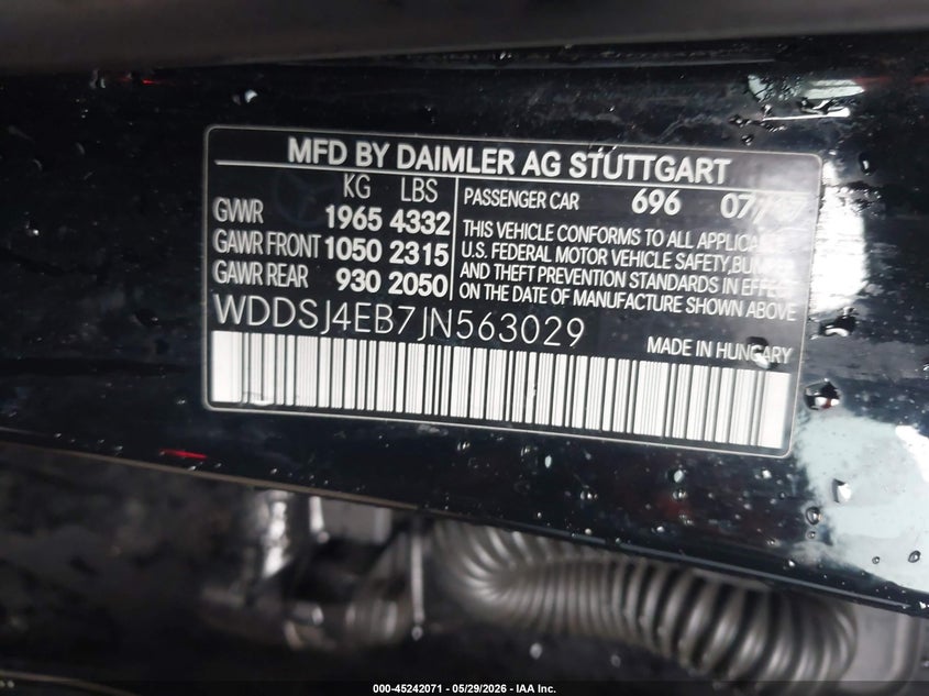 2018 Mercedes-Benz Cla 250 VIN: WDDSJ4EB7JN563029 Lot: 45242071