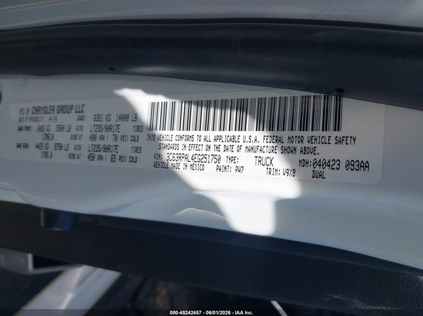 2014 Ram 3500 Tradesman VIN: 3C63RPAL4EG251750 Lot: 45242457