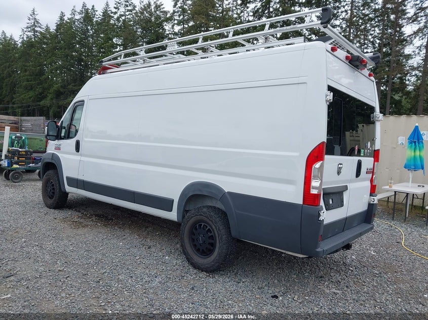 Vin: 3c6urvjg7je125805, lot: 45740503, ram promaster 3500 cargo van high roof 159 wb ext 20183