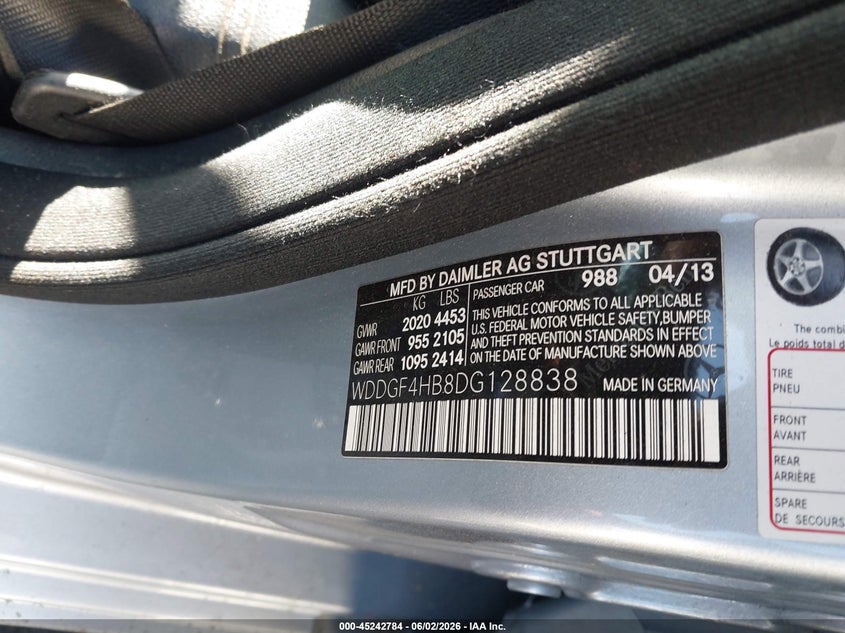 2013 Mercedes-Benz C 250 Sport VIN: WDDGF4HB8DG128838 Lot: 45242784